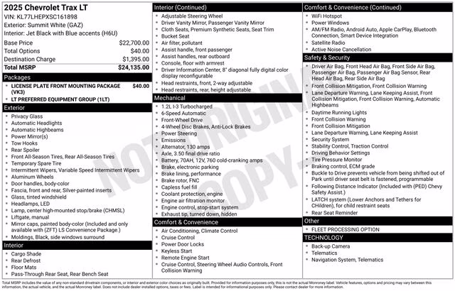 2025 Summit White Chevrolet Trax LT FWD SUV
