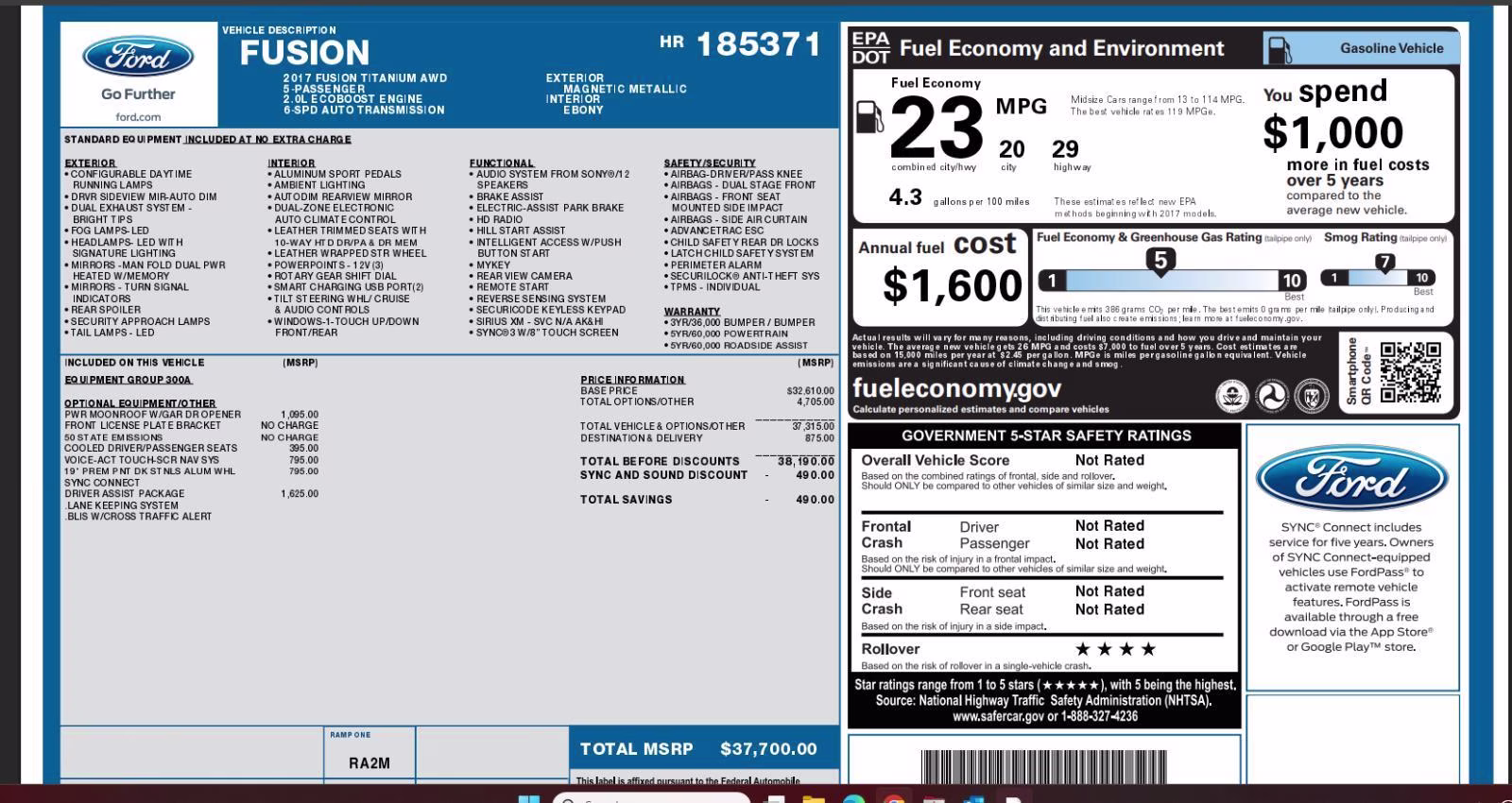 2017 Magnetic Ford Fusion Titanium AWD Sedan