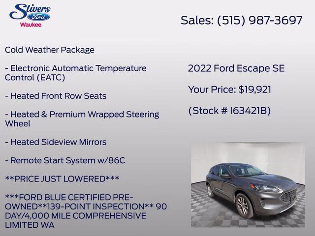 2022 Gray Metallic Ford Escape SE AWD SUV