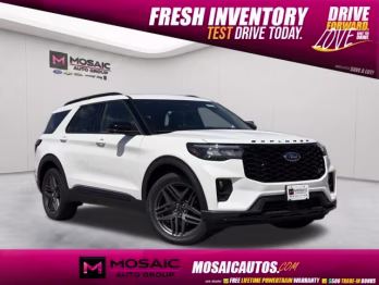 2026 Star White Metallic Tri-Coat Ford Explorer ST 4X4 SUV