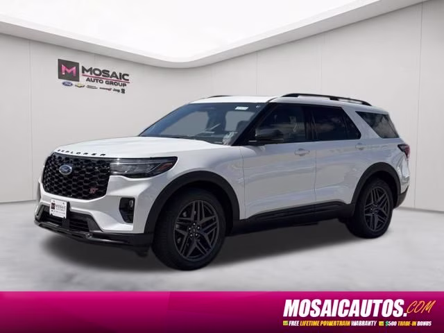 2026 Star White Metallic Tri-Coat Ford Explorer ST 4X4 SUV