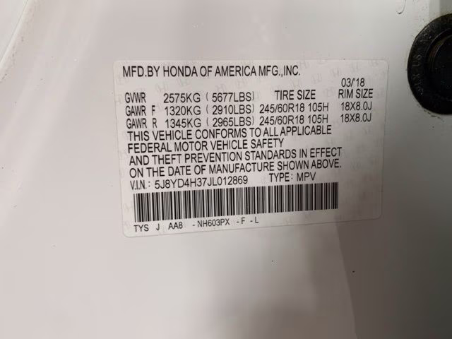 2018 White Acura MDX 3.5L AWD SUV
