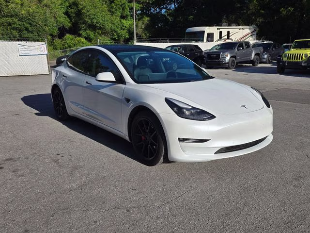 2021 White Tesla Model 3 Long Range AWD Sedan