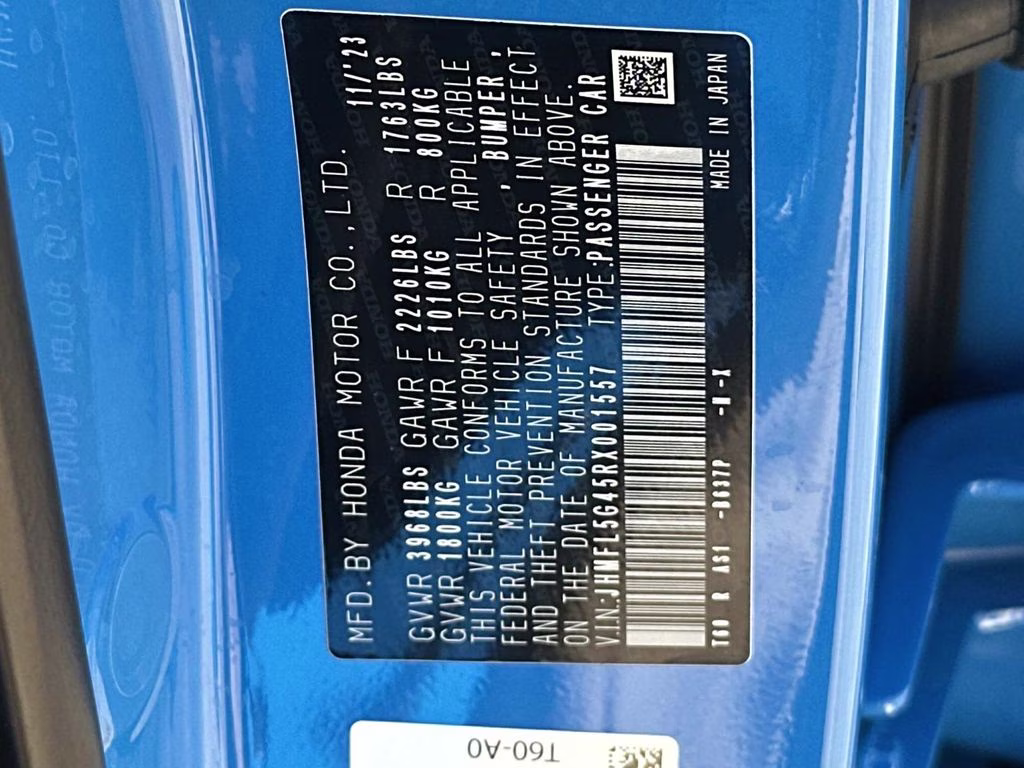 2024 Boost Blue Pearl Honda Civic Type R FWD Hatchback