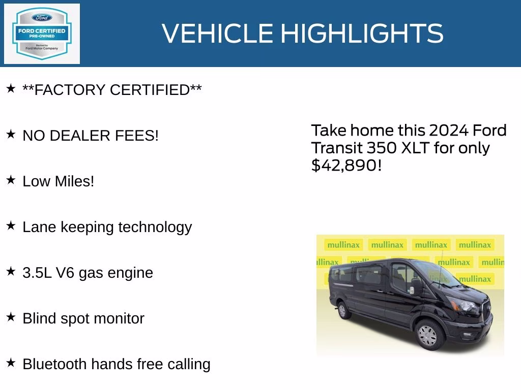 2024 Black Metallic Ford Transit-350 XLT RWD Crossover