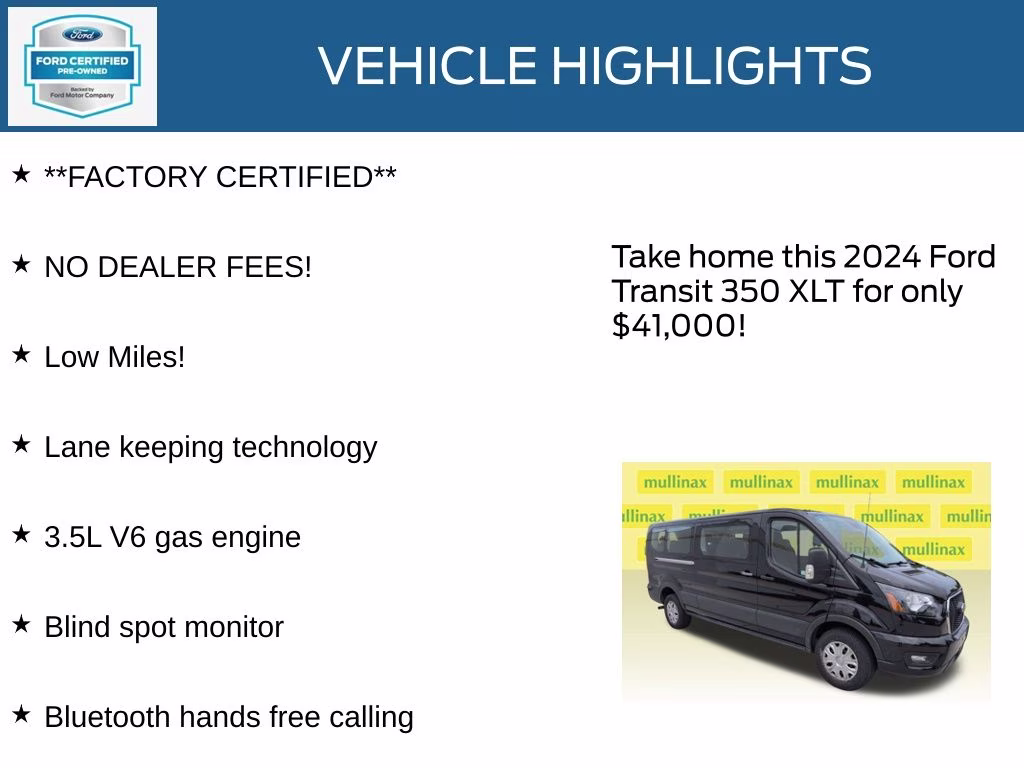 2024 Black Metallic Ford Transit-350 XLT RWD Crossover