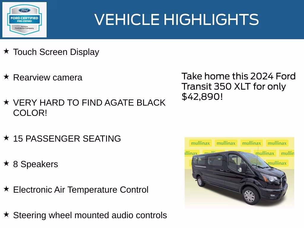 2024 Black Metallic Ford Transit-350 XLT RWD Crossover