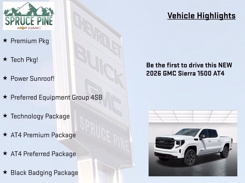 2026 Summit White GMC Sierra 1500 AT4 4X4 Truck