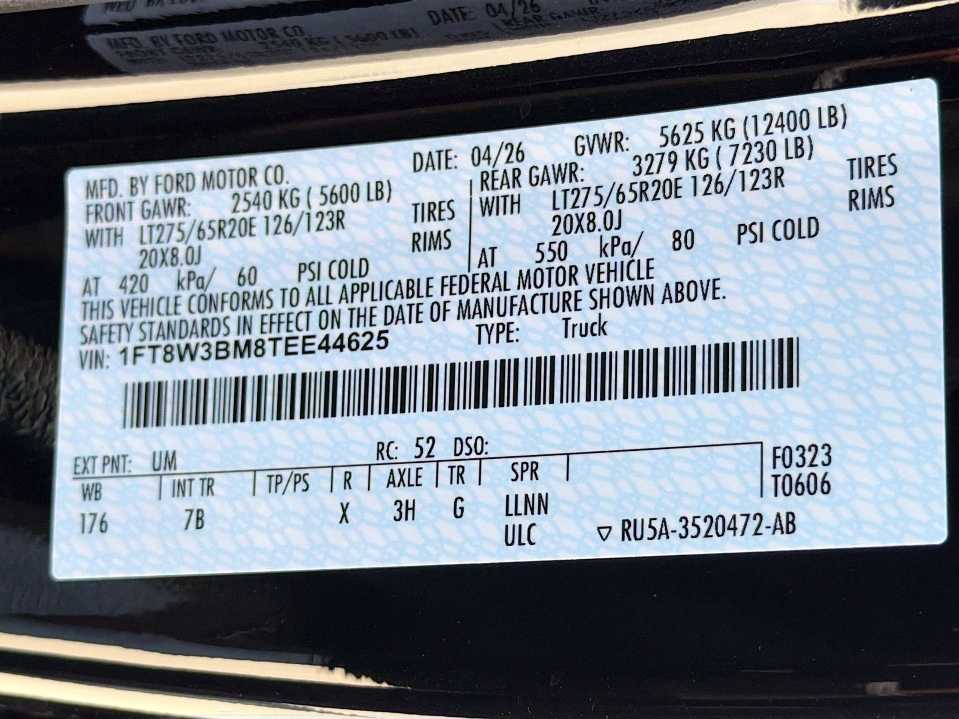2026 Agate Black Metallic Ford Super Duty F-350 SRW Platinum 4X4 Truck
