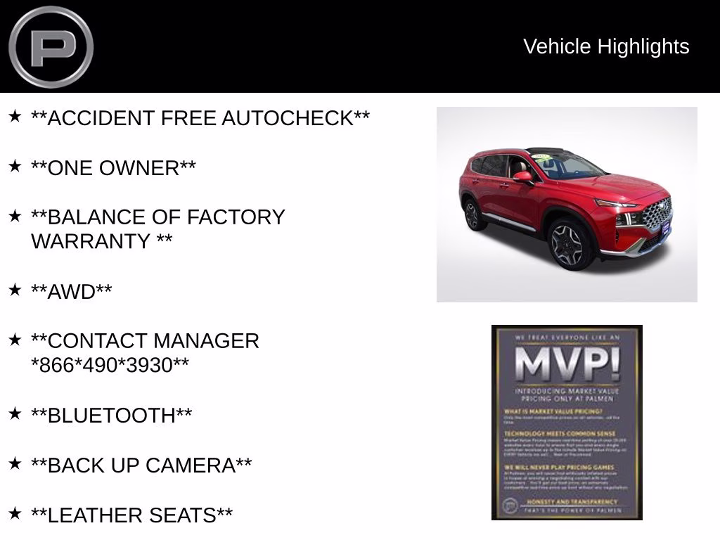 2023 Calypso Red Hyundai Santa Fe Limited AWD SUV