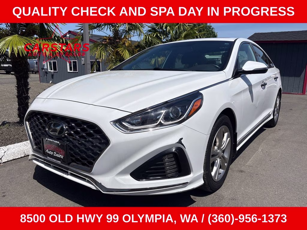2019 Quartz White Pearl Hyundai Sonata Sport FWD Sedan