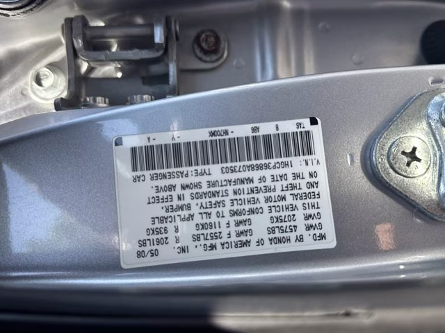 2008 Gray Honda Accord Sdn EX-L FWD Sedan