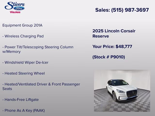 2025 Pristine White Metallic Tri-Coat Lincoln Corsair Reserve AWD SUV