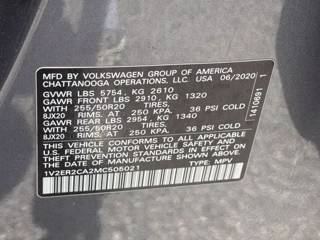 2021 Platinum Gray Metallic Volkswagen Atlas SEL FWD SUV