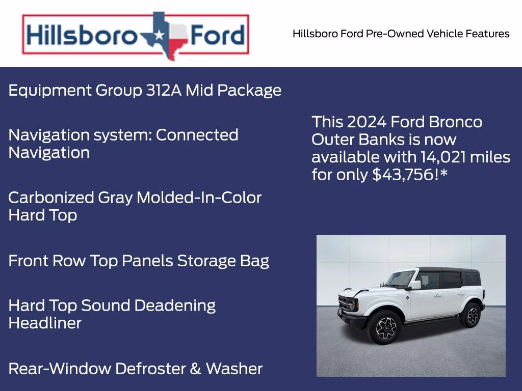 2024 Oxford White Ford Bronco Outer Banks 4X4 SUV