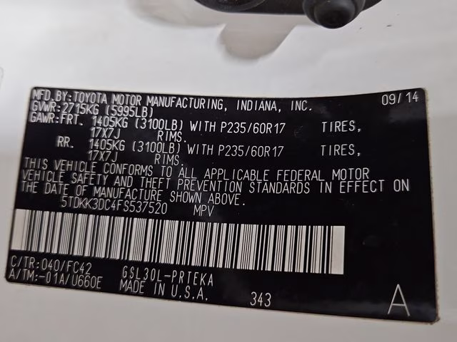 2015 Super White Toyota Sienna LE FWD Van