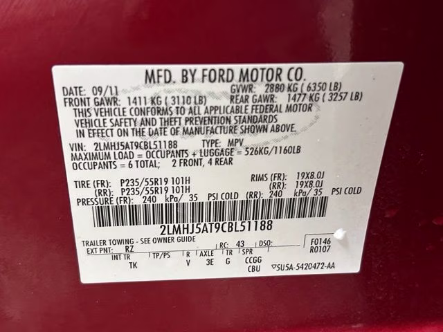 2012 Red Candy Metallic Tinted Clearcoat Lincoln MKT EcoBoost AWD SUV