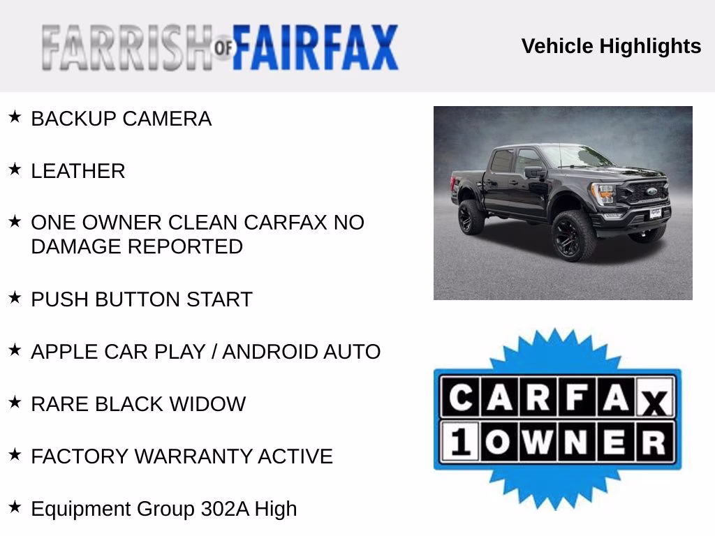 2023 Black Metallic Ford F-150 BLACK WIDOW 4X4 Truck
