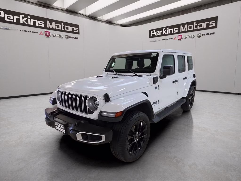 2025 Bright White Clearcoat Jeep Wrangler 4xe Sahara 4X4 SUV