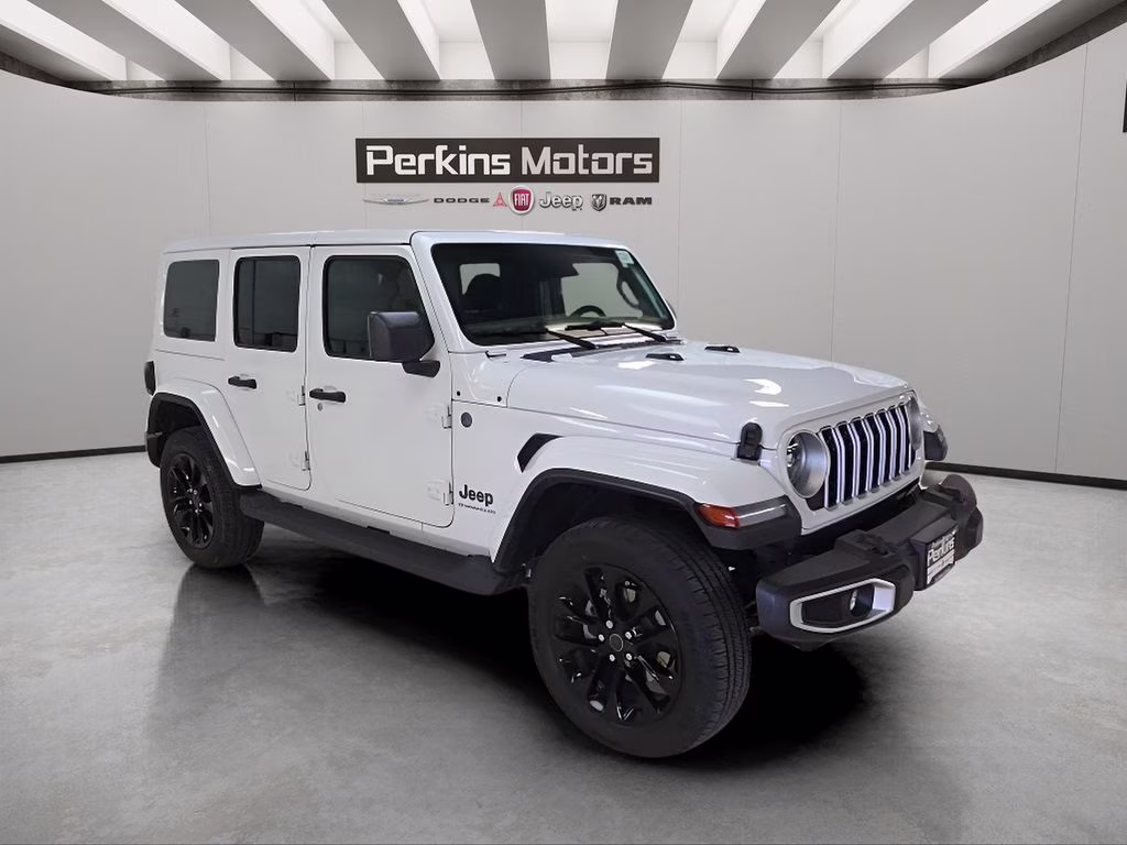 2025 Bright White Clearcoat Jeep Wrangler 4xe Sahara 4X4 SUV