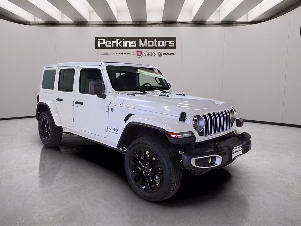 2025 Bright White Clearcoat Jeep Wrangler 4xe Sahara 4X4 SUV