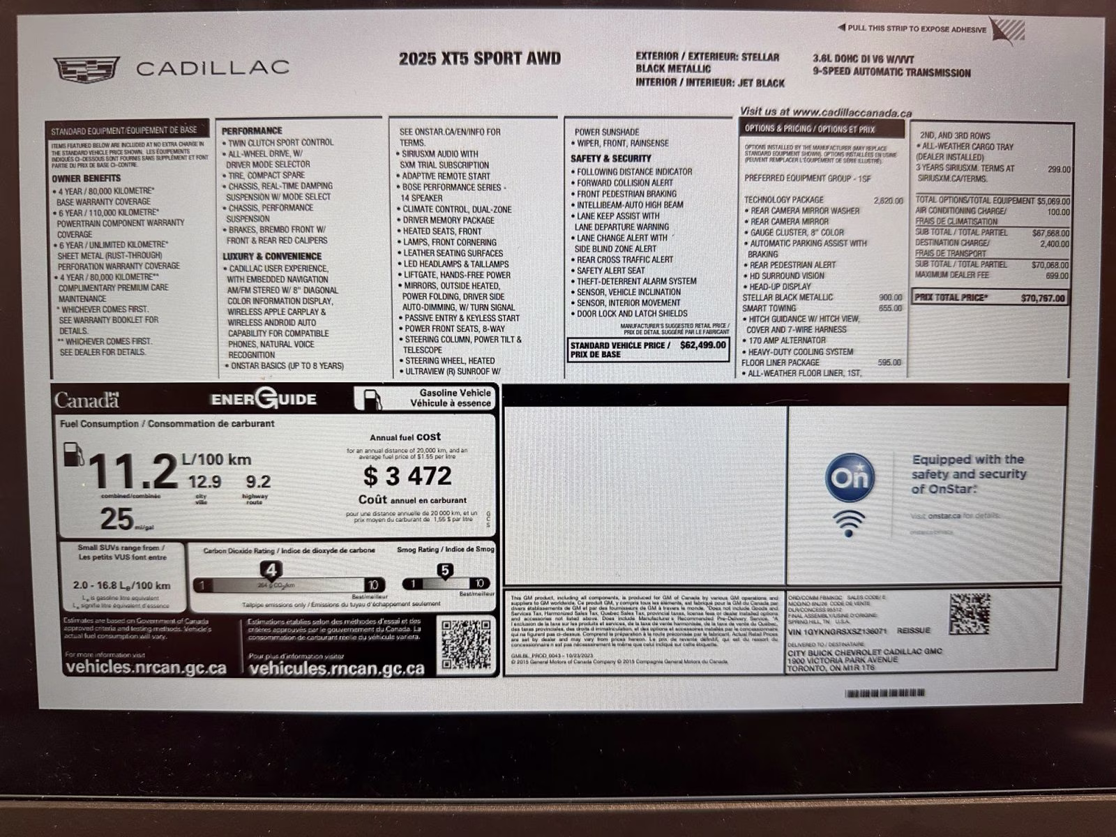 2025 Midnight Sky Metallic Cadillac XT5 Sport AWD SUV