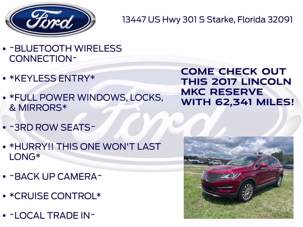 2017 Ruby Red Metallic Lincoln MKC Reserve FWD SUV