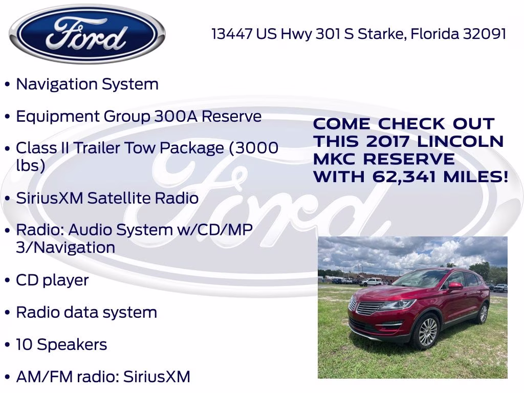 2017 Ruby Red Metallic Lincoln MKC Reserve FWD SUV