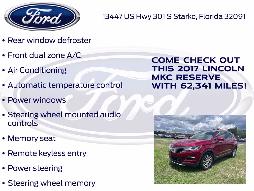 2017 Ruby Red Metallic Lincoln MKC Reserve FWD SUV
