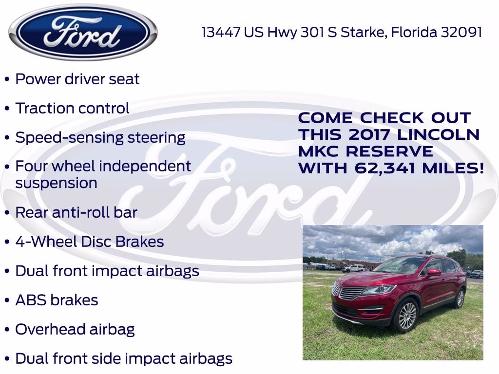 2017 Ruby Red Metallic Lincoln MKC Reserve FWD SUV