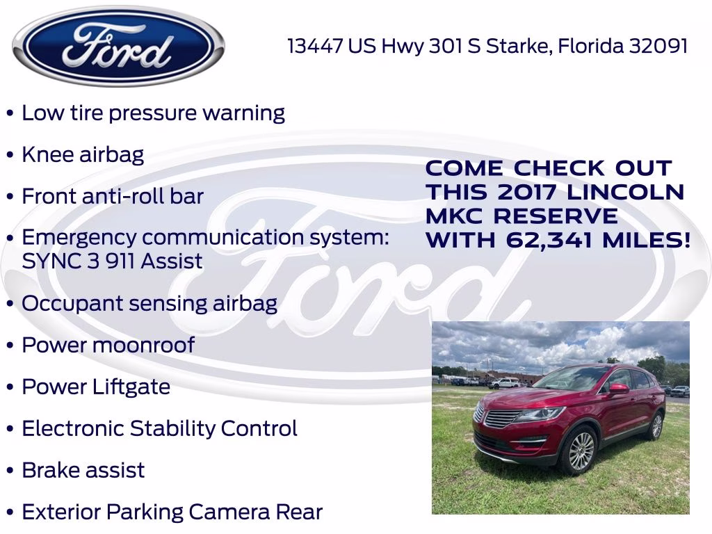 2017 Ruby Red Metallic Lincoln MKC Reserve FWD SUV