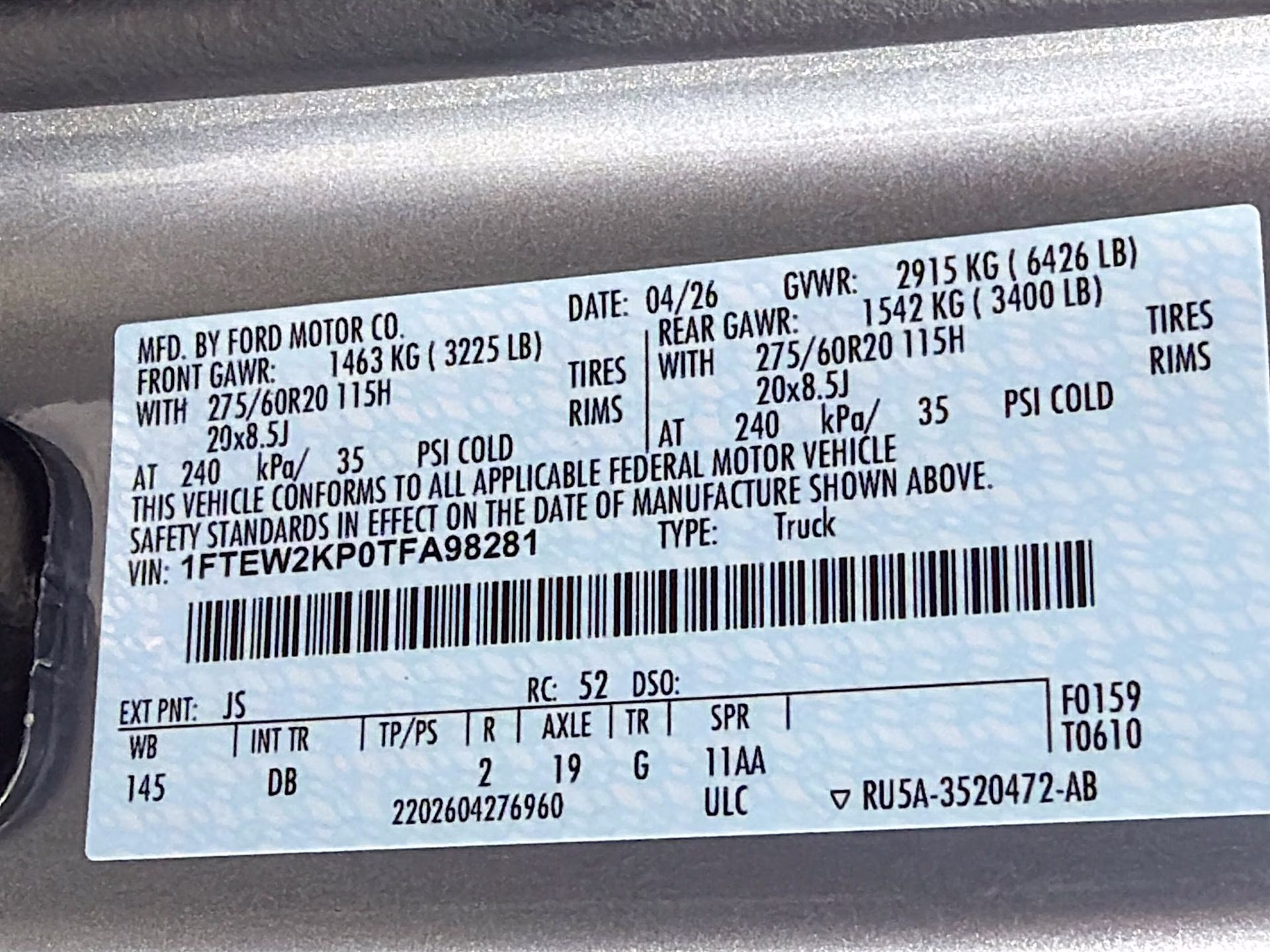 2026 Iconic Silver Metallic Ford F-150 STX RWD Truck