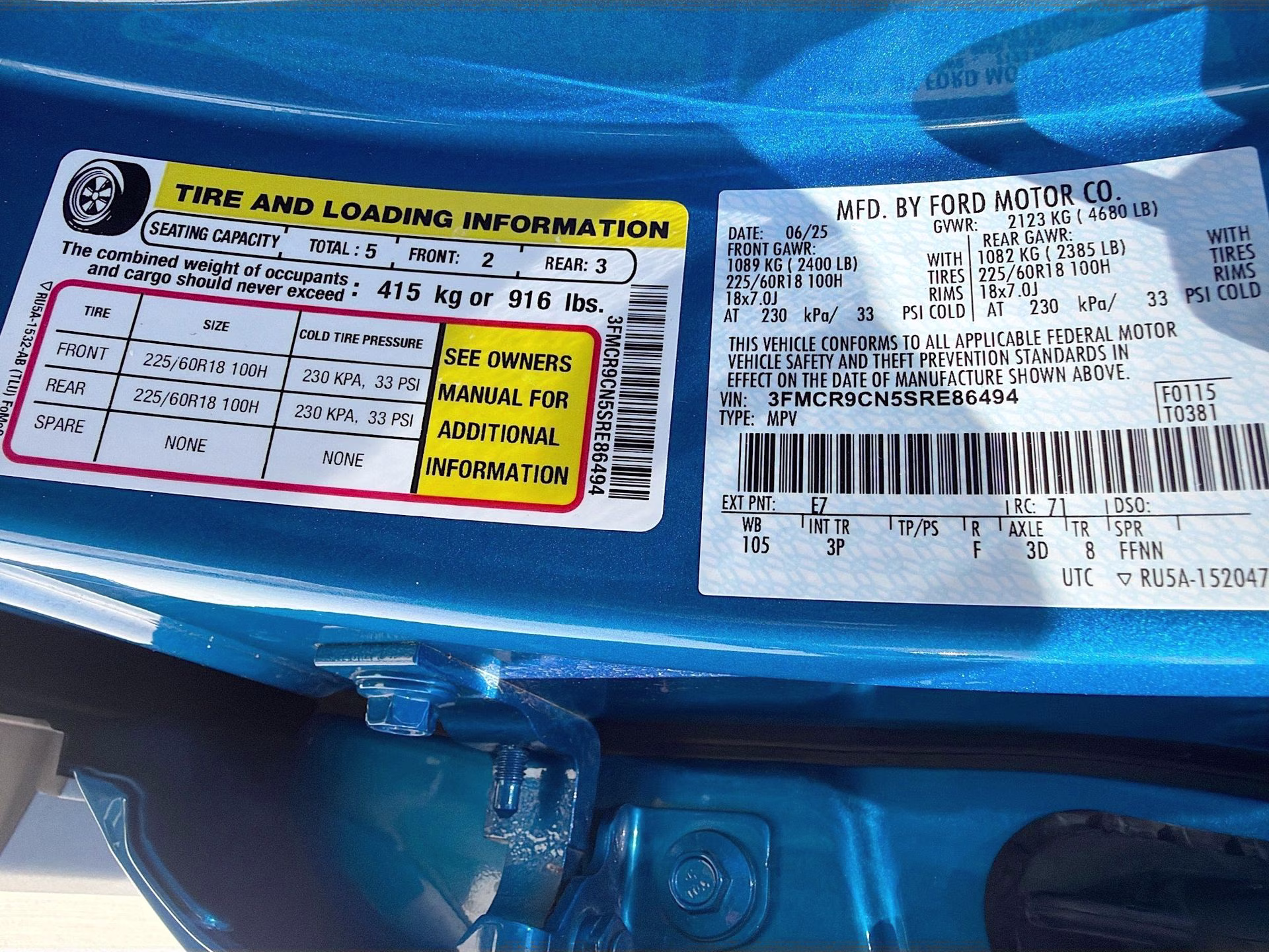 2025 Velocity Blue Metallic Ford Bronco Sport Outer Banks 4X4 SUV