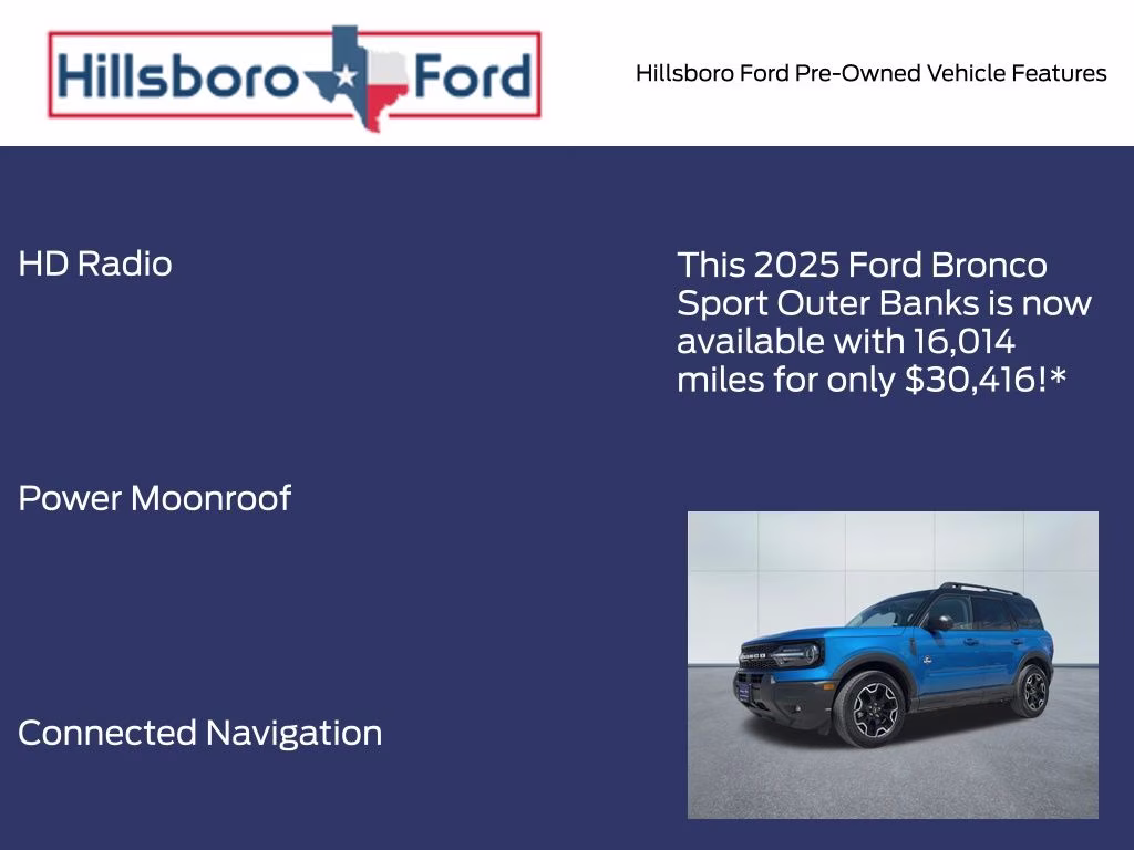 2025 Velocity Blue Metallic Ford Bronco Sport Outer Banks 4X4 SUV