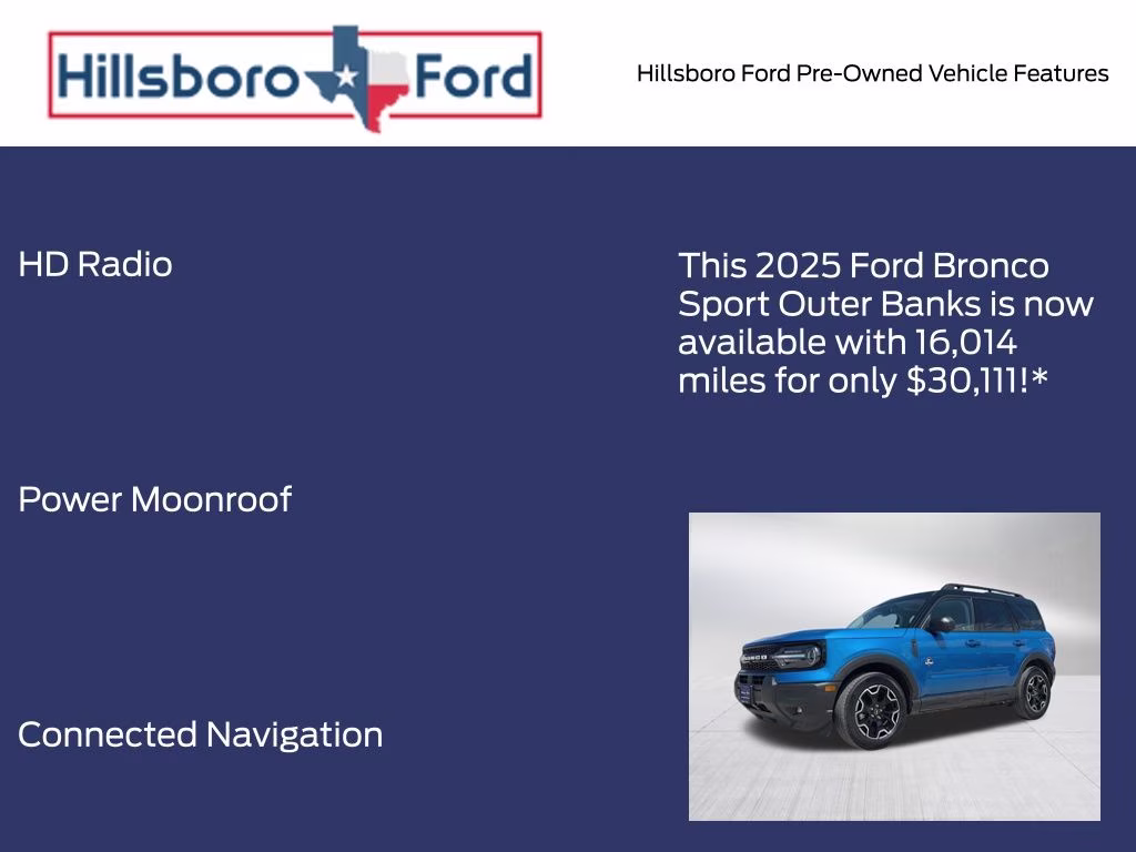 2025 Velocity Blue Metallic Ford Bronco Sport Outer Banks 4X4 SUV