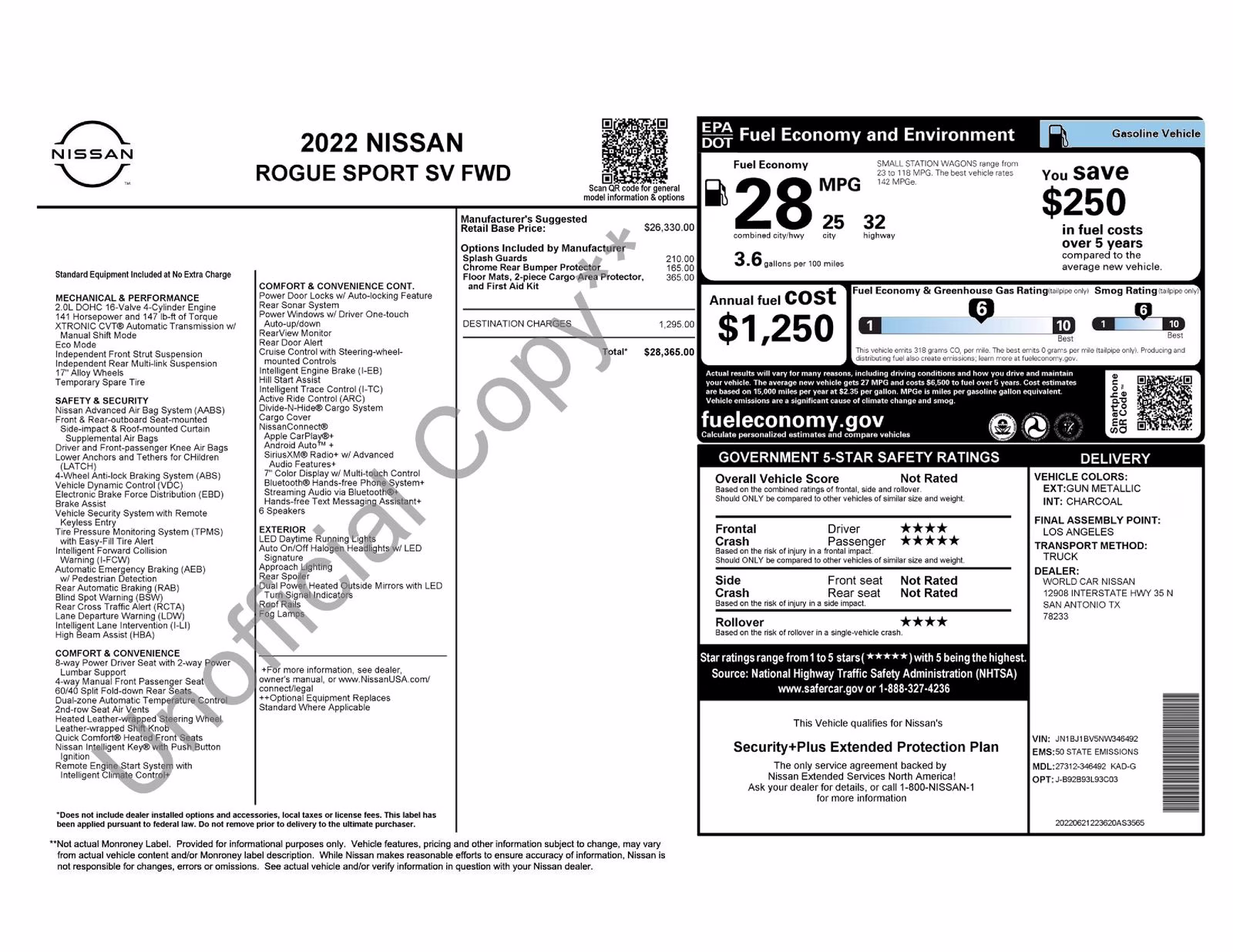 2022 Gun Metallic Nissan Rogue Sport SV FWD SUV