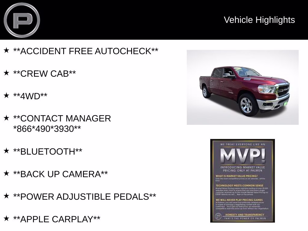 2019 Delmonico Red Pearlcoat Ram 1500 Big Horn/Lone Star 4X4 Truck