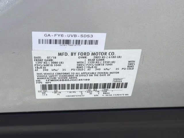 2018 Ingot Silver Ford Explorer Base 4X4 SUV