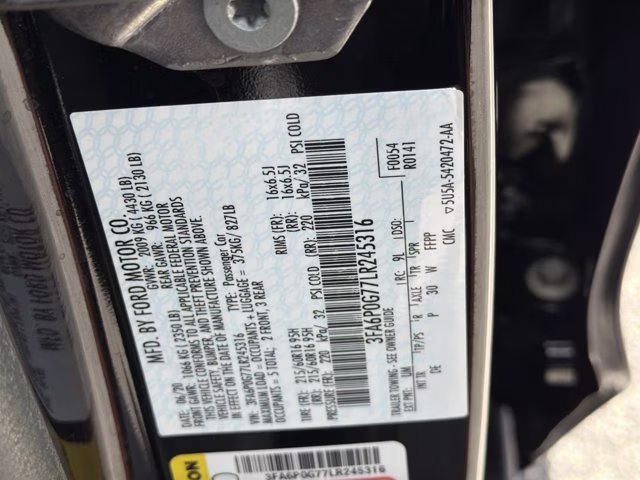 2020 Black Ford Fusion S FWD Sedan