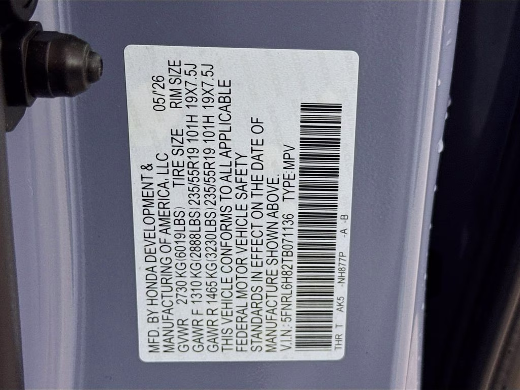 2026 Sonic Gray Pearl Honda Odyssey Touring FWD Van