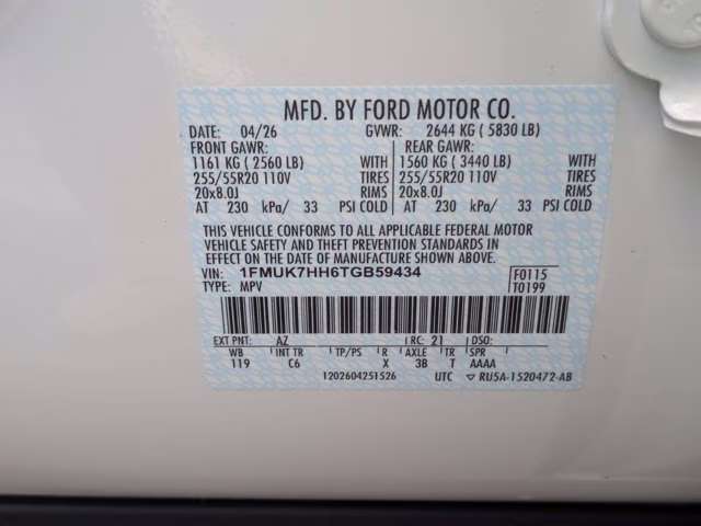 2026 White Ford Explorer Platinum RWD SUV