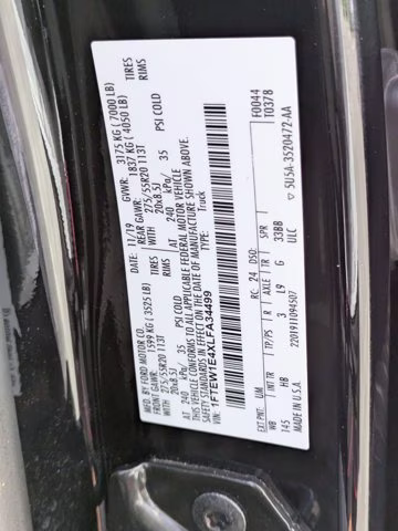 2020 Black Metallic Ford F-150 LARIAT 4X4 Truck