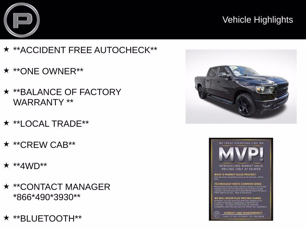 2023 Diamond Black Crystal Pearlcoat Ram 1500 Big Horn/Lone Star 4X4 Truck