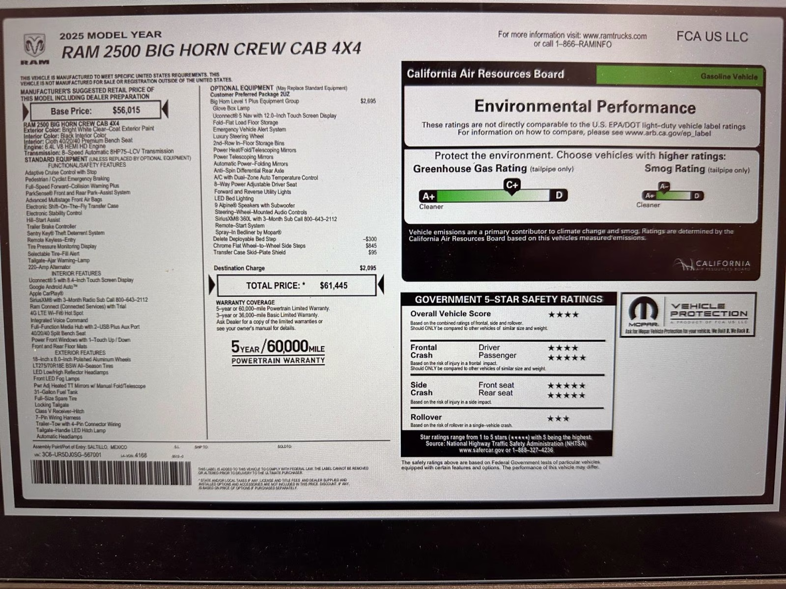 2025 Bright White Clearcoat Ram 2500 Big Horn 4X4 Truck