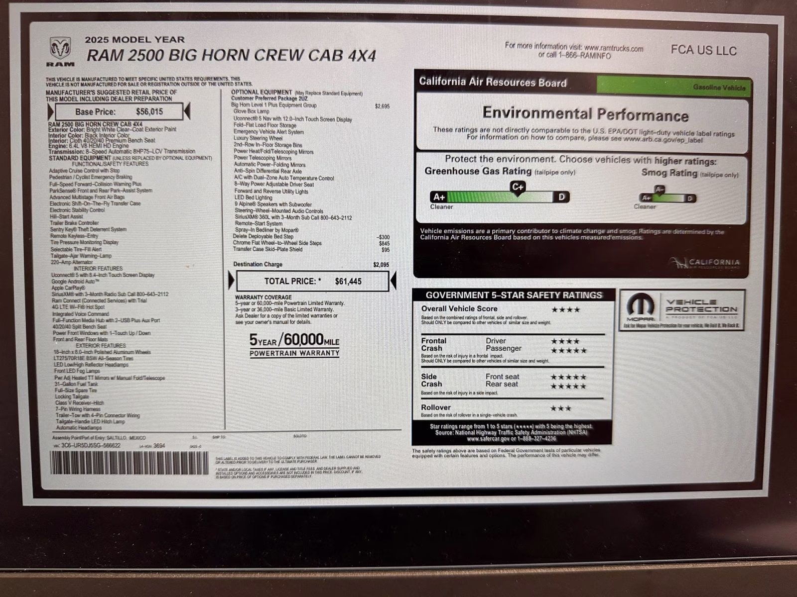 2025 Bright White Clearcoat Ram 2500 Big Horn 4X4 Truck