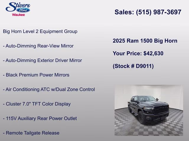 2025 Diamond Black Crystal Pearlcoat Ram 1500 Big Horn/Lone Star 4X4 Truck
