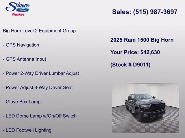 2025 Diamond Black Crystal Pearlcoat Ram 1500 Big Horn/Lone Star 4X4 Truck