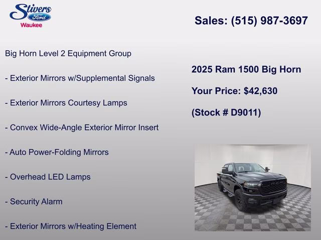 2025 Diamond Black Crystal Pearlcoat Ram 1500 Big Horn/Lone Star 4X4 Truck