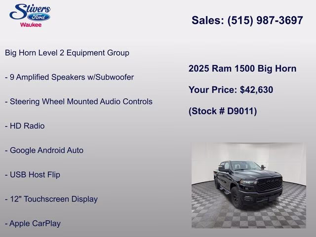 2025 Diamond Black Crystal Pearlcoat Ram 1500 Big Horn/Lone Star 4X4 Truck