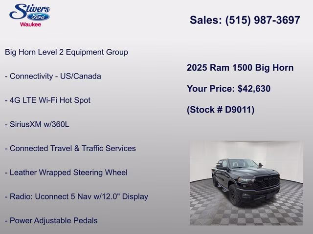 2025 Diamond Black Crystal Pearlcoat Ram 1500 Big Horn/Lone Star 4X4 Truck